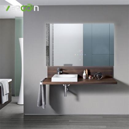 frameless backlit round mirror