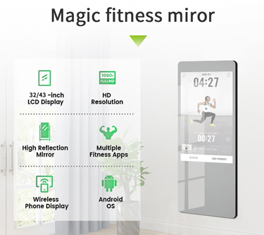 Smarter Fitnessspiegel mit Kamera mit Körperfettwaage